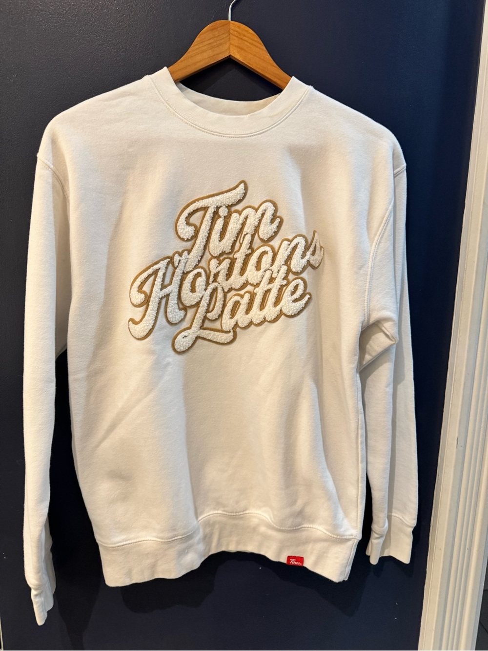 Tim Hortons Latte Embroidered Cream Crewneck Sweater - purchased from TimShop